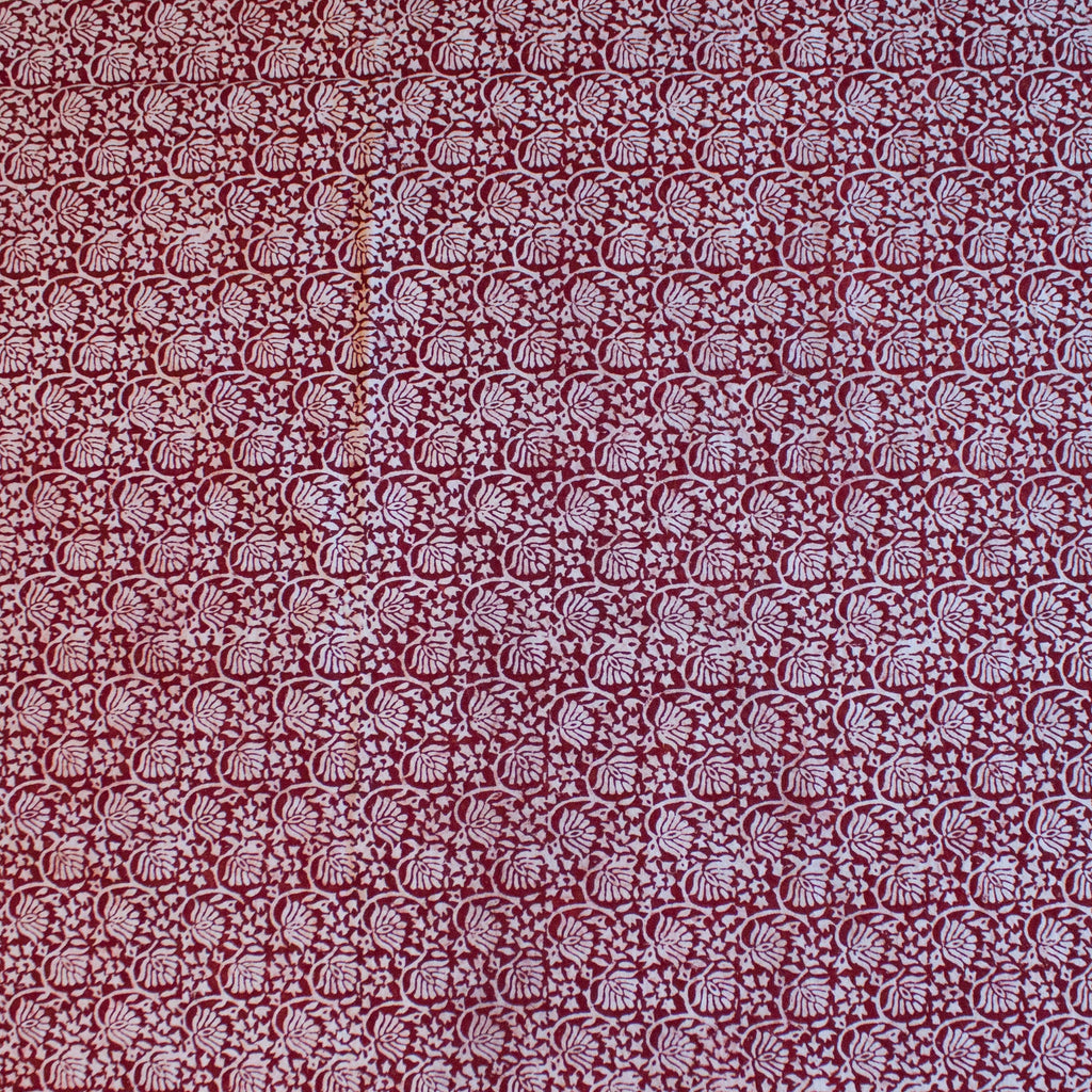 Lotus Flower Hand Block Print Area Rug in Red