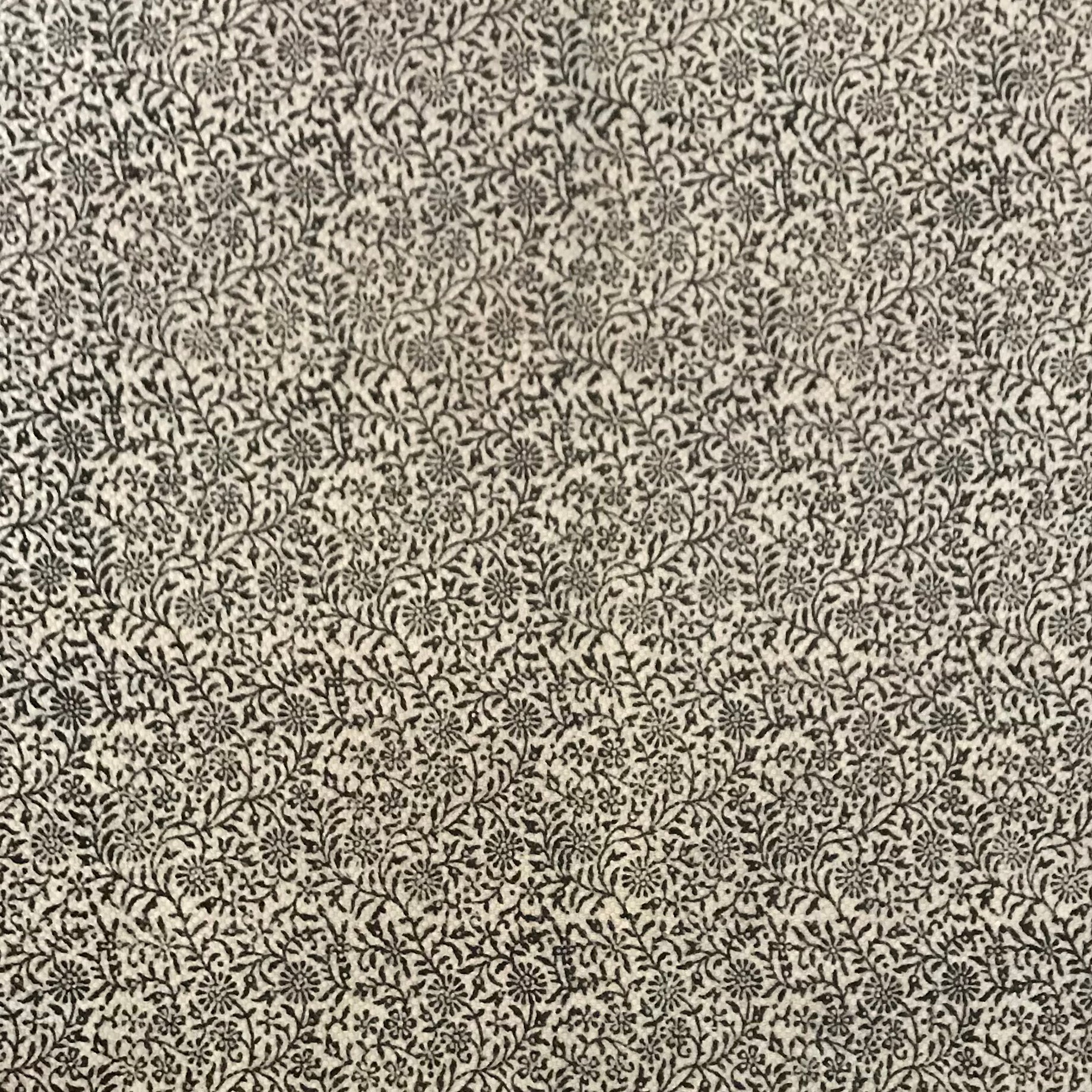 Floral and Paisley Hand Block Print Cotton Rug in White and Black