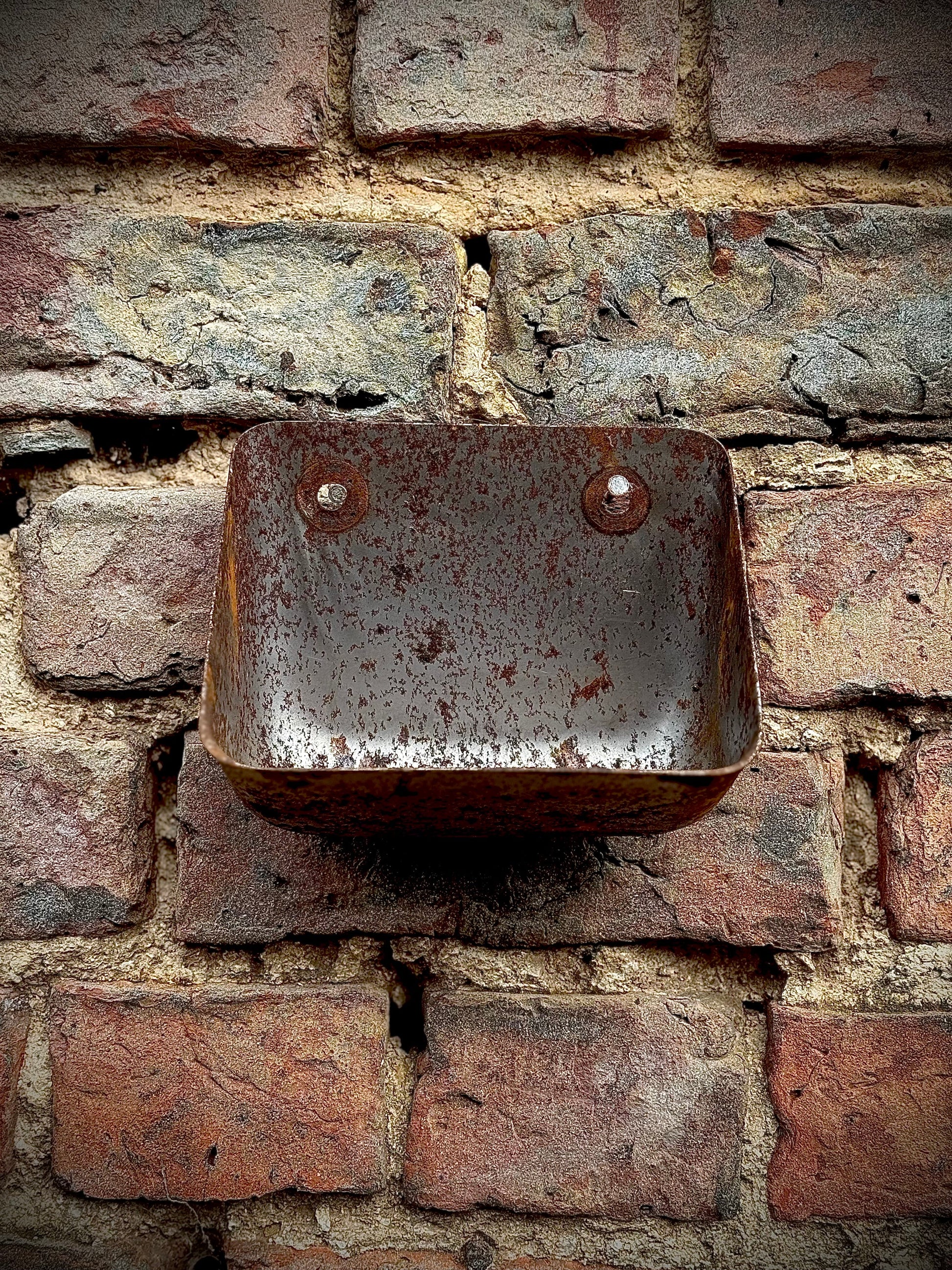 Vintage Rusty Metal Wall Mounted Planter and Key Holder