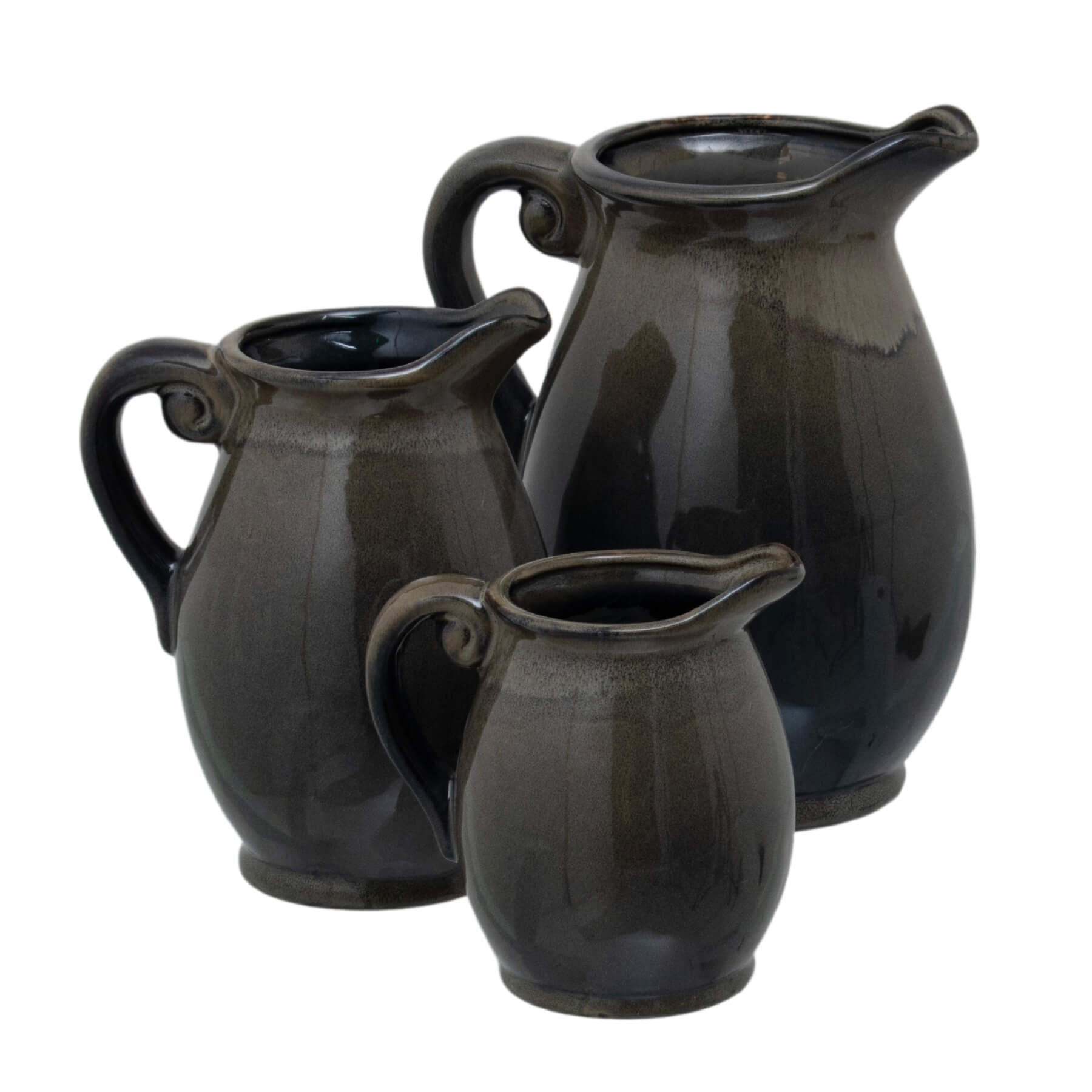 Handcrafted ceramic vase with charcoal-to-olive ombre reactive glaze, unique artisan home decor piece by sostter at brixbailey.com