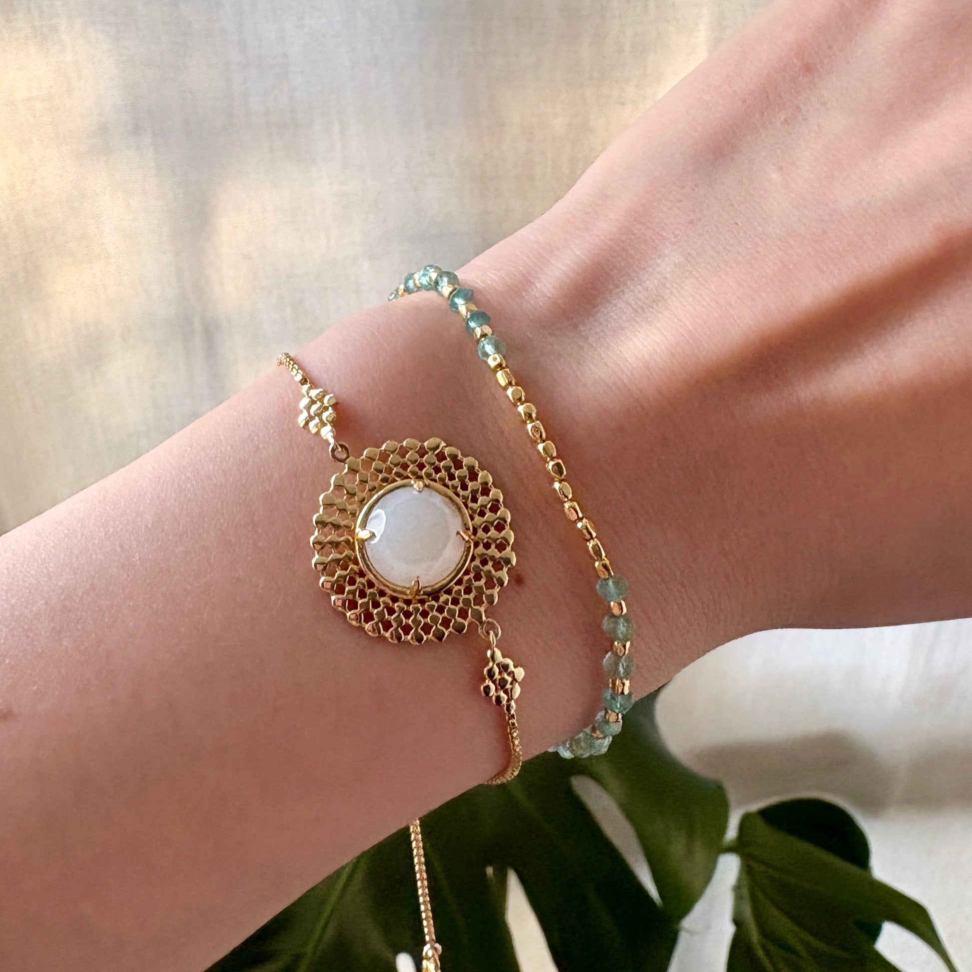 Athena Gem Beaded Bracelet Apatite