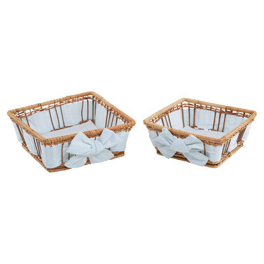 Set of Two Natural Fern Baskets with Lining