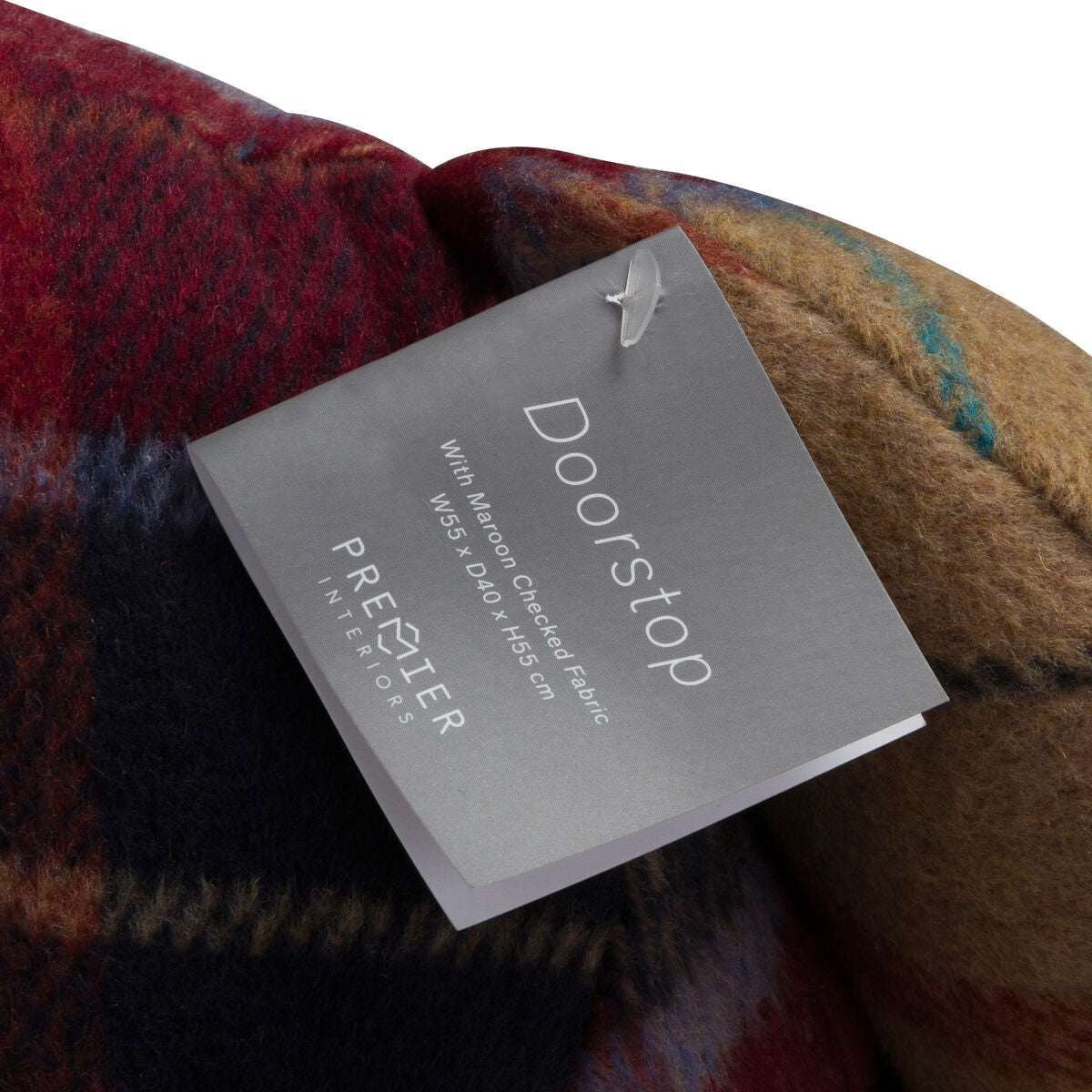Large Maroon Check Tartan Bear Door Stop