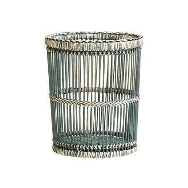 Rattan and Bamboo Grey Washed Waste Paper Bin