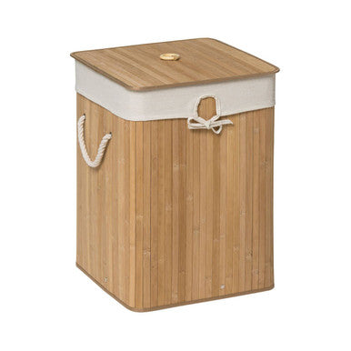 Natural Bamboo Square Laundry Hamper