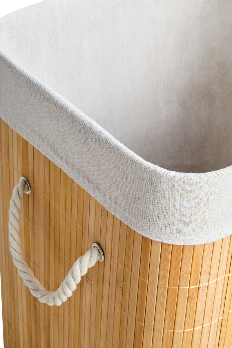 Natural Bamboo Square Laundry Hamper