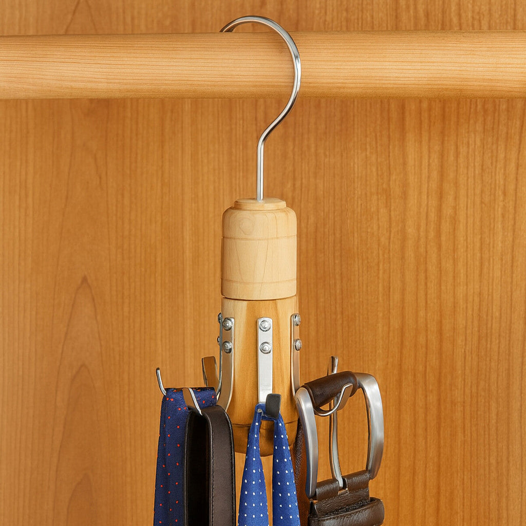 Cedar Wood 6 Hook Tie and Belt Hanger
