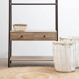 Set of Two Round Gold Wire Laundry Baskets