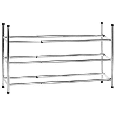 Three Tier Chrome Shoe Rack Expandable