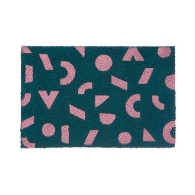 Geometric Green Coir Doormat