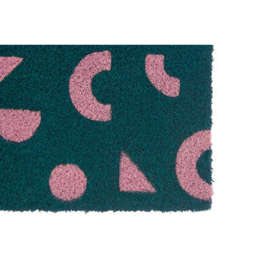 Geometric Green Coir Doormat