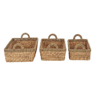 Set of 3 Seagrass Storage Baskets with Handles