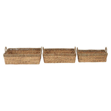 Set of 3 Seagrass Storage Baskets with Handles