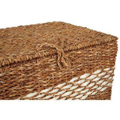 Set of Three Rectangular Seagrass Baskets With Lids
