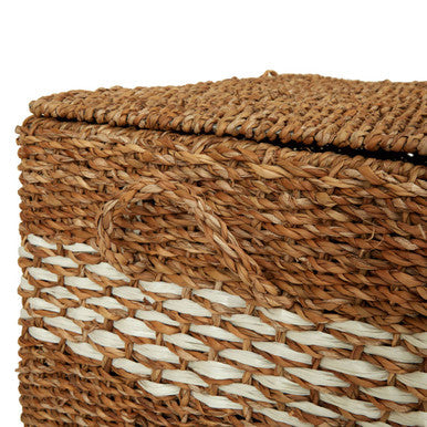Set of Three Rectangular Seagrass Baskets With Lids