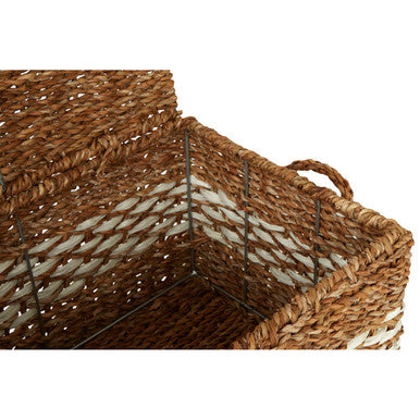 Set of Three Rectangular Seagrass Baskets With Lids