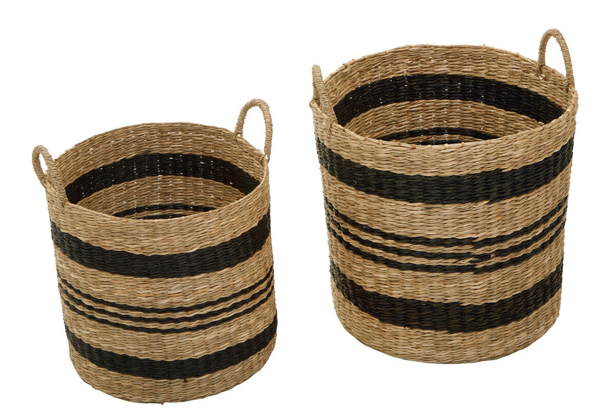 Set of 2 Seagrass Baskets with Black Stripes | Arles