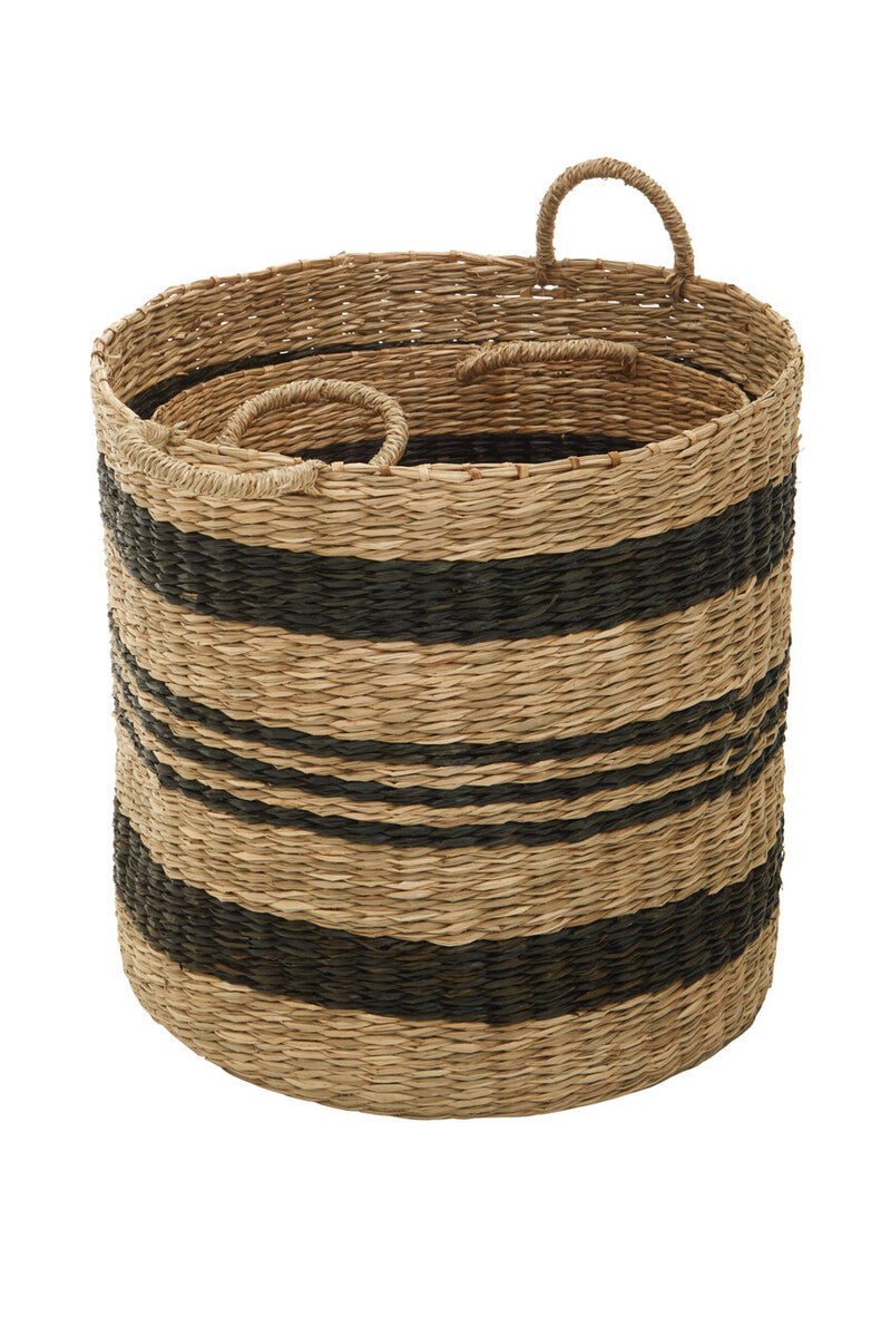 Set of 2 Seagrass Baskets with Black Stripes | Arles