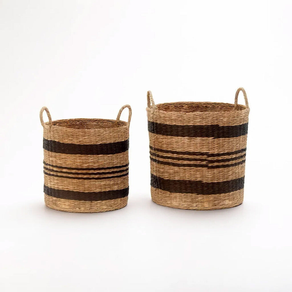 Set of 2 Seagrass Baskets with Black Stripes | Arles