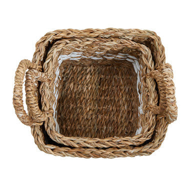 Set of Two Square Seagrass Baskets