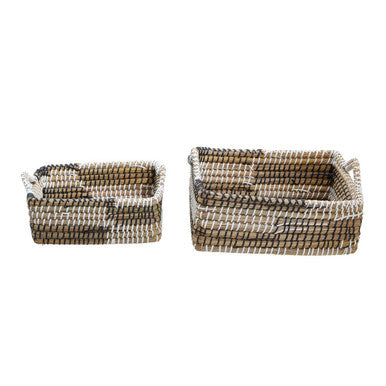 Set of Two Woven Straw Baskets