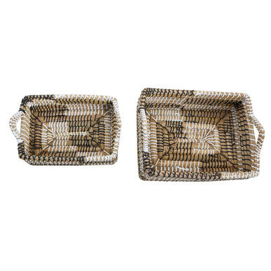 Set of Two Woven Straw Baskets