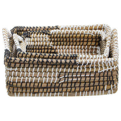 Set of Two Woven Straw Baskets