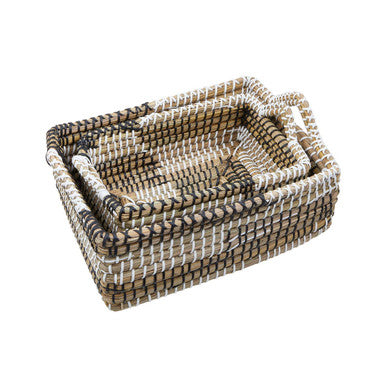 Set of Two Woven Straw Baskets