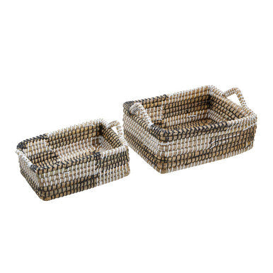 Set of Two Woven Straw Baskets