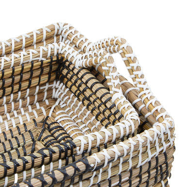 Set of Two Woven Straw Baskets