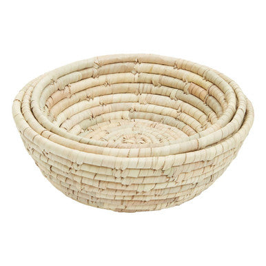Set of Three Palm Leaf Storage Baskets