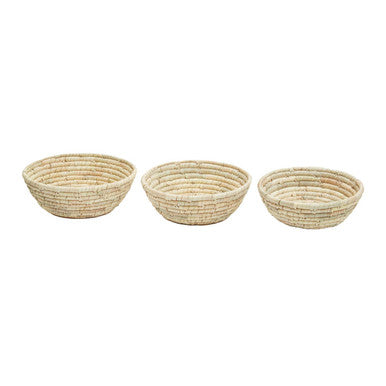 Set of Three Palm Leaf Storage Baskets