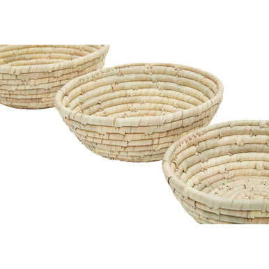 Set of Three Palm Leaf Storage Baskets