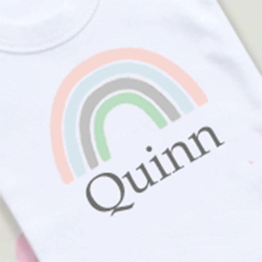 Pastel Rainbow Personalised Baby Bodysuit 0 to 3 Months