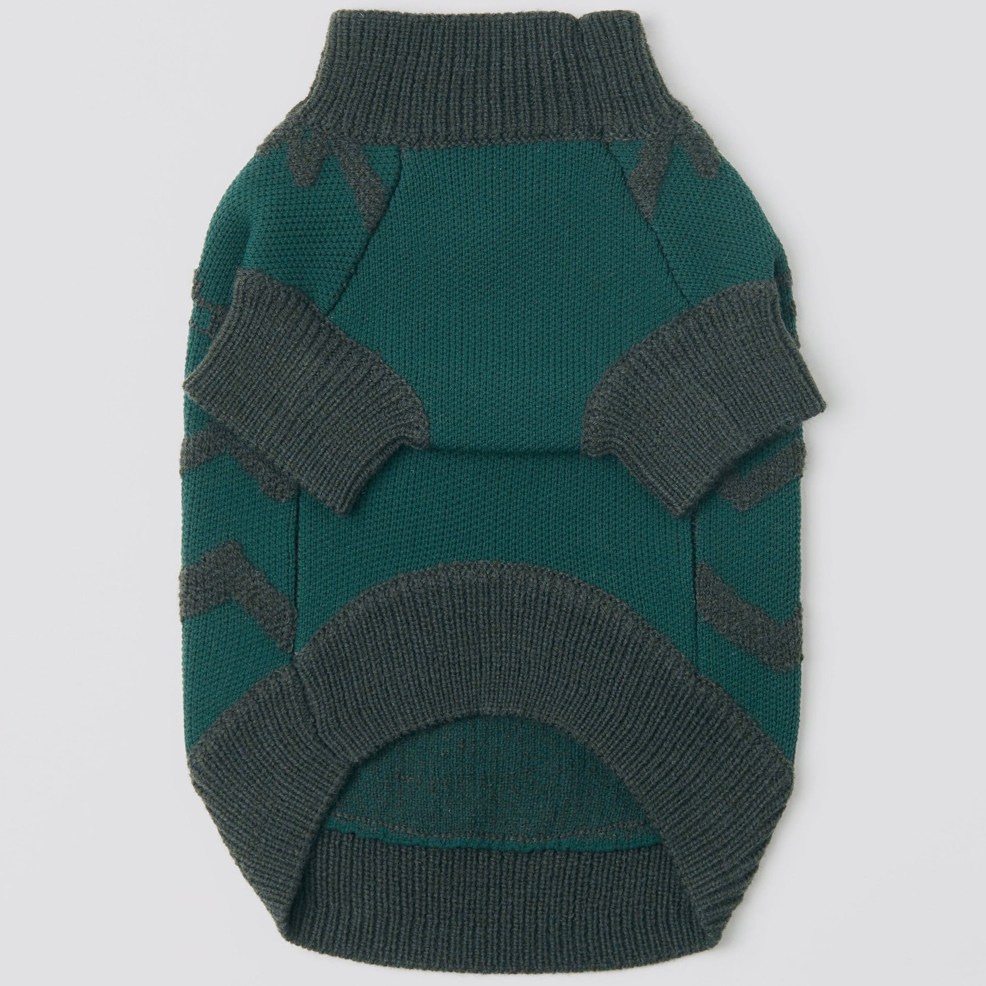 Textured Zig Zag Jumper in Dark Green and White