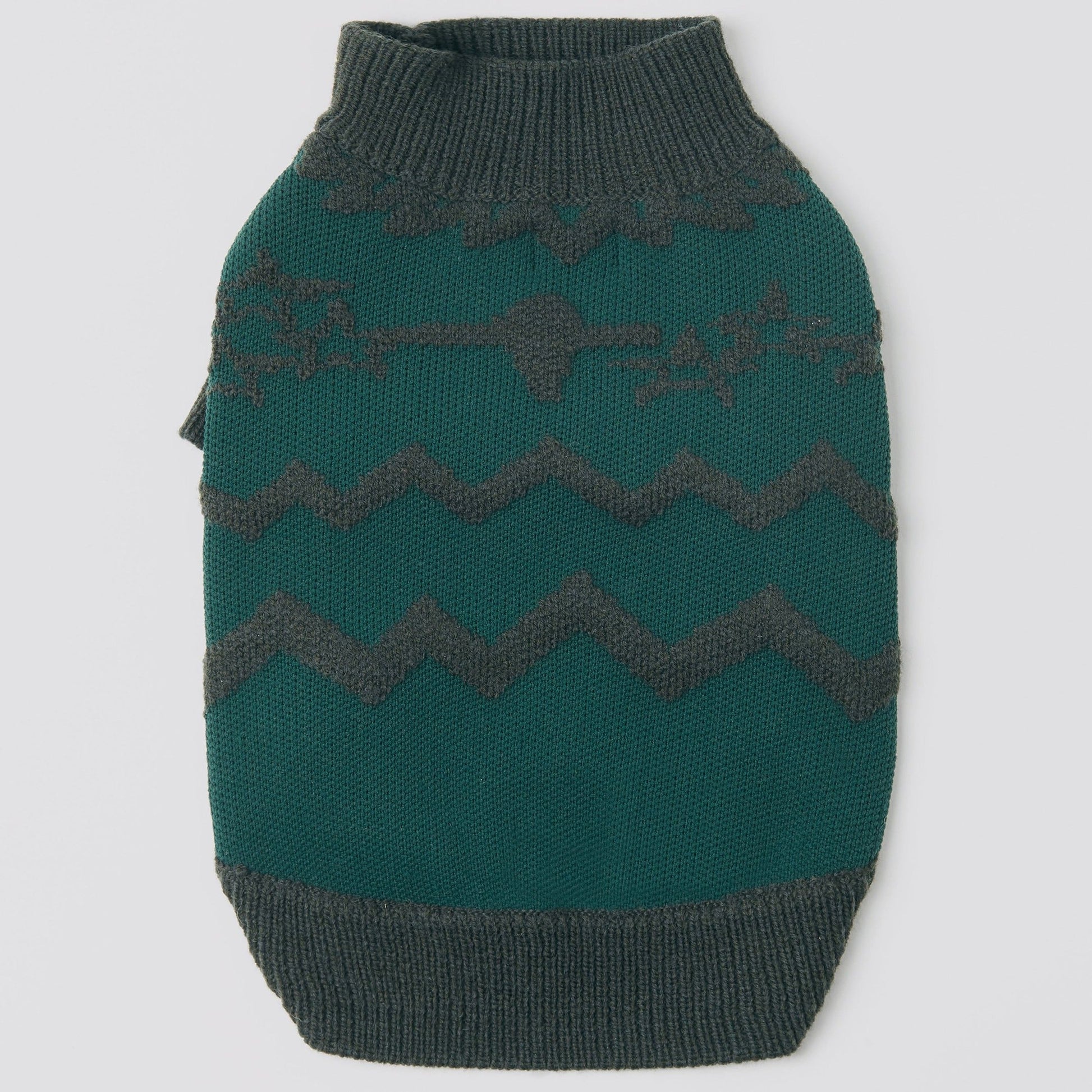 Textured Zig Zag Jumper in Dark Green and White