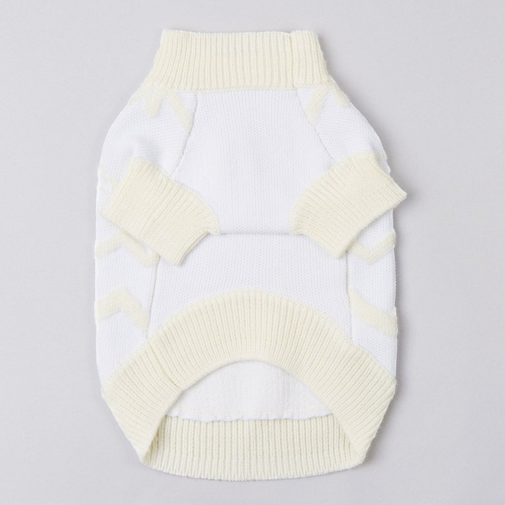 Textured Zig Zag Jumper in Dark Green and White