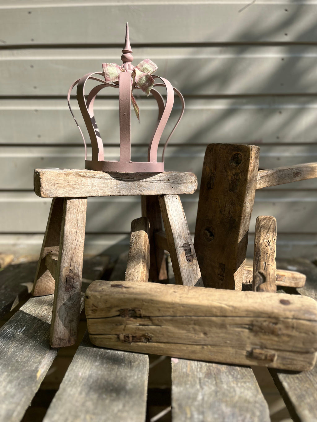 Rustic Reclaimed Elm Mini Stool