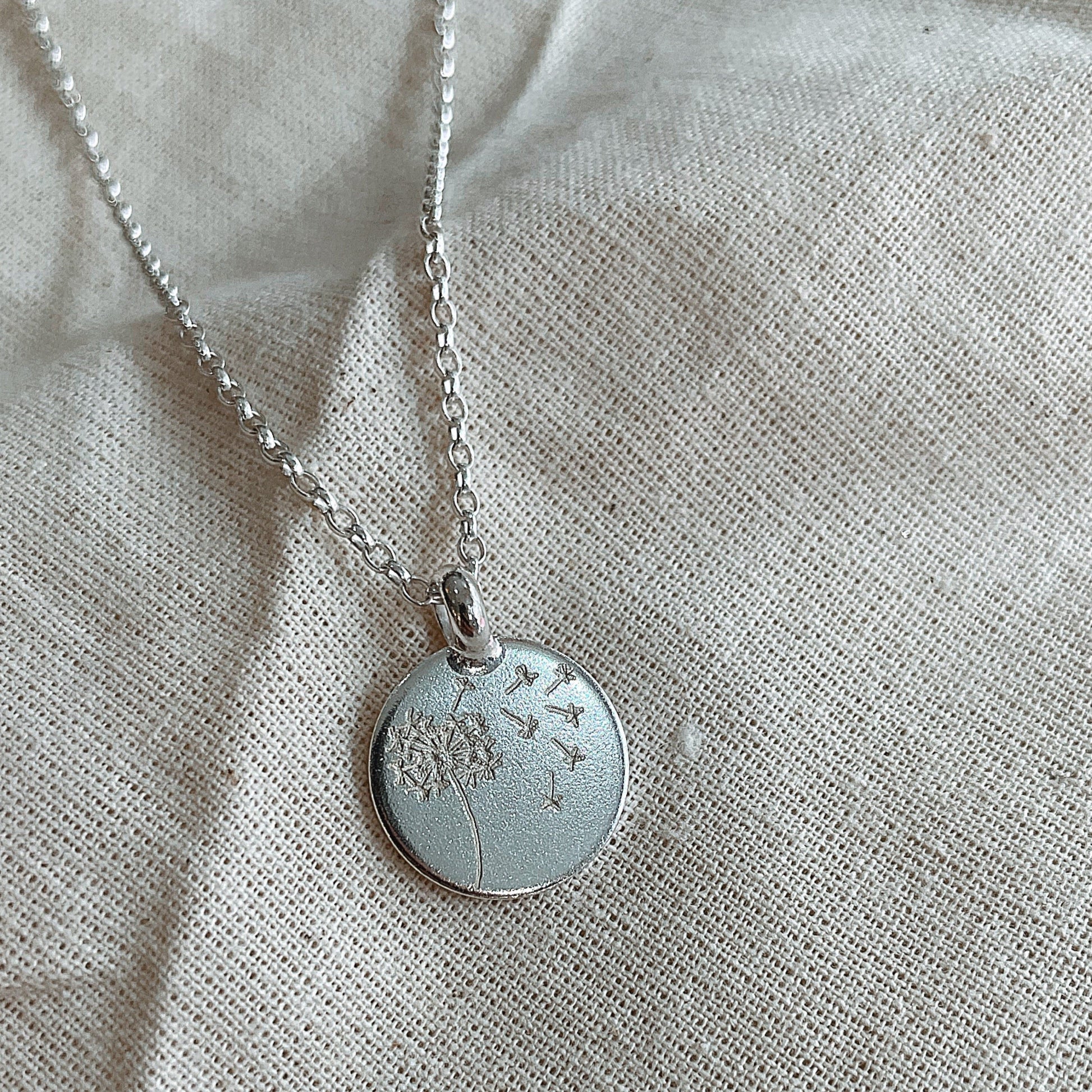 Dandelion Wish Necklace in Recycled Silver