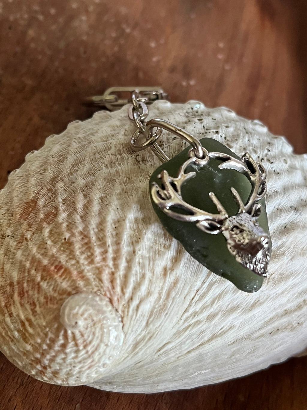 Scottish Sea Glass Stag Keyring