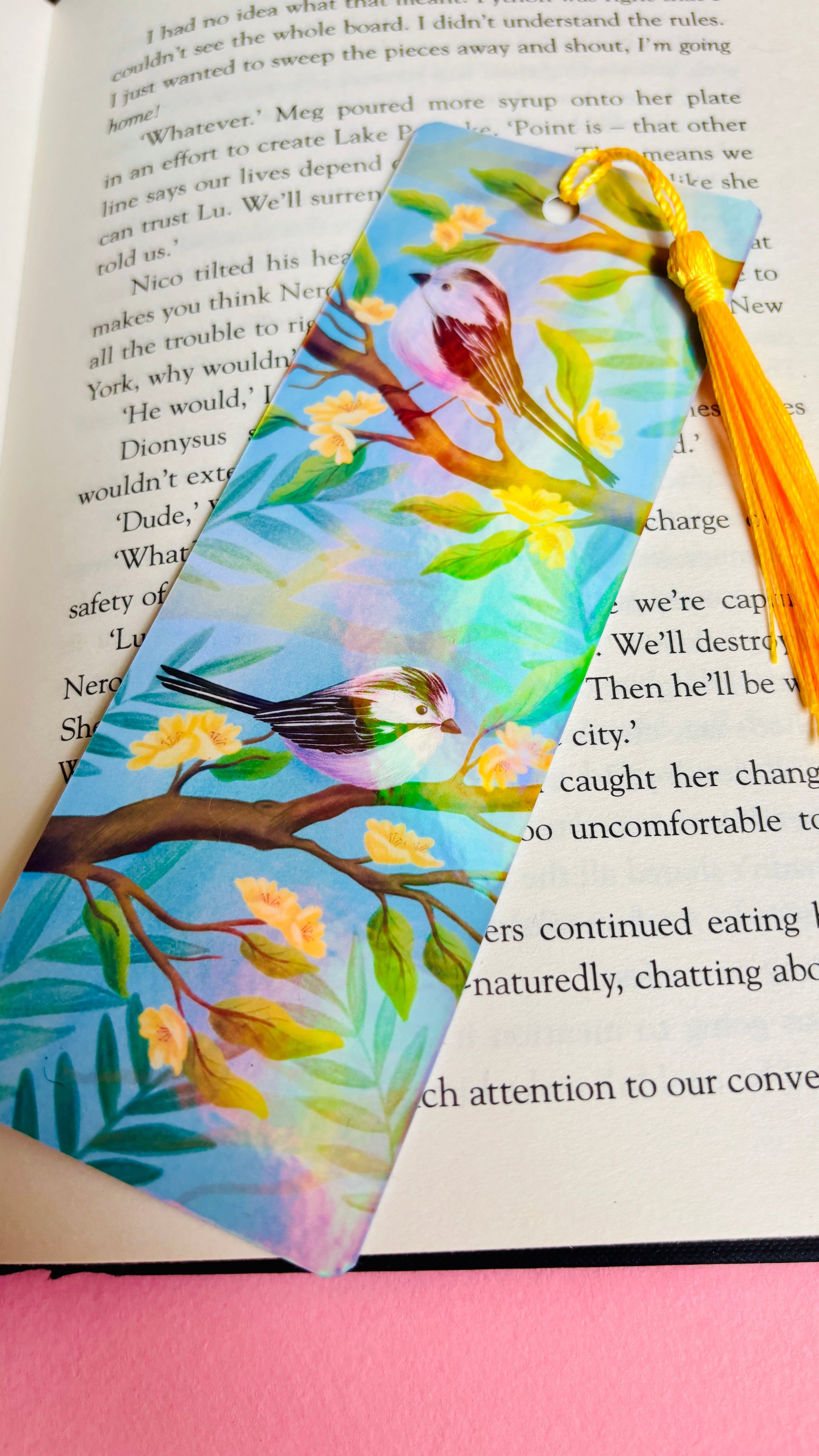 Long Tailed Tits Holographic Bookmark