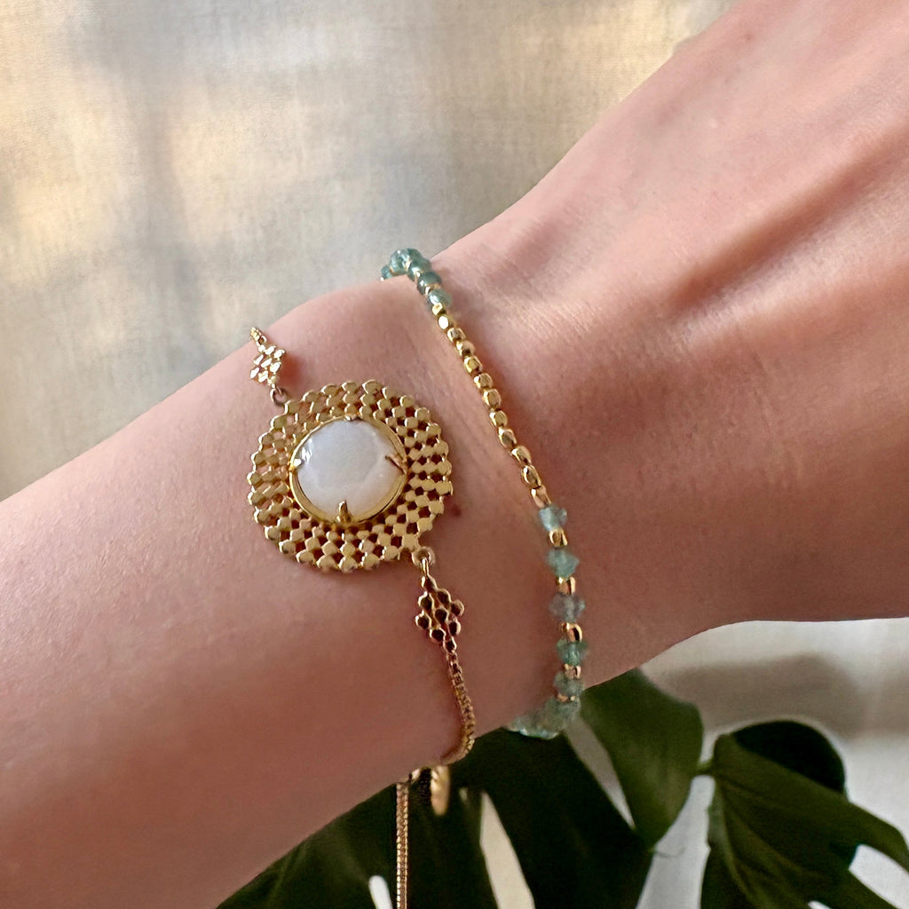 Athena Gem Beaded Bracelet Apatite