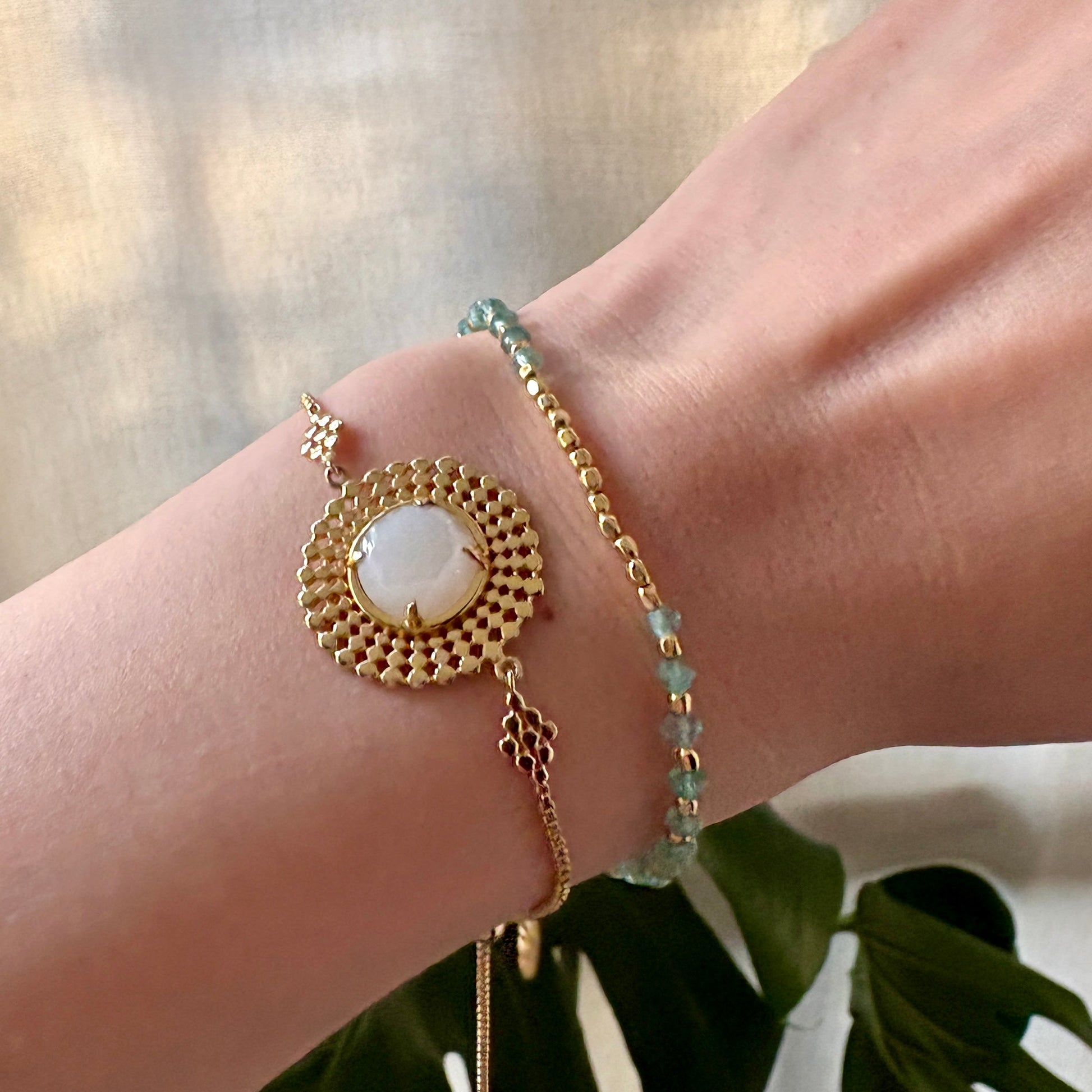 Athena Gem Beaded Bracelet Apatite