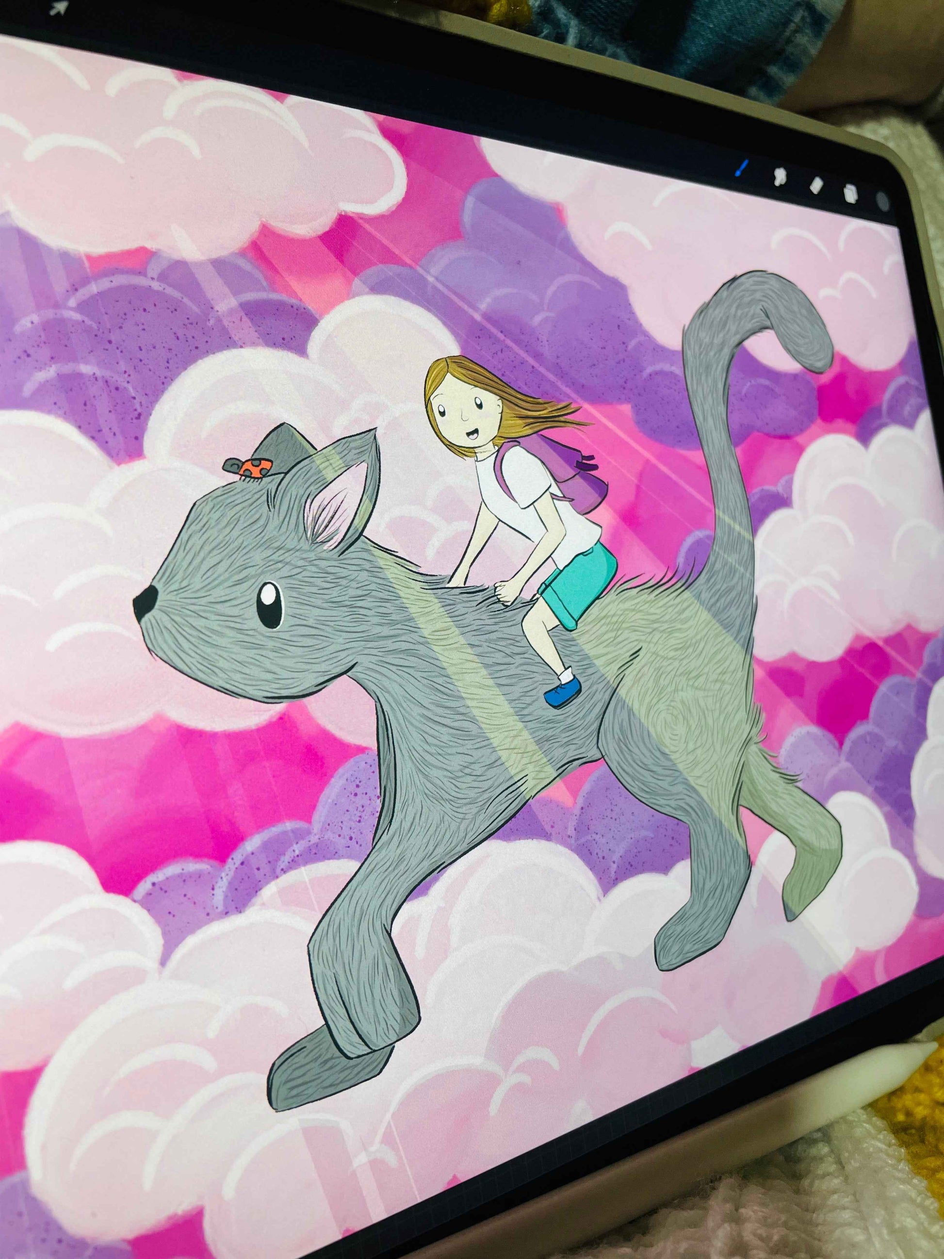 Riding into Dreams Cat Art Print