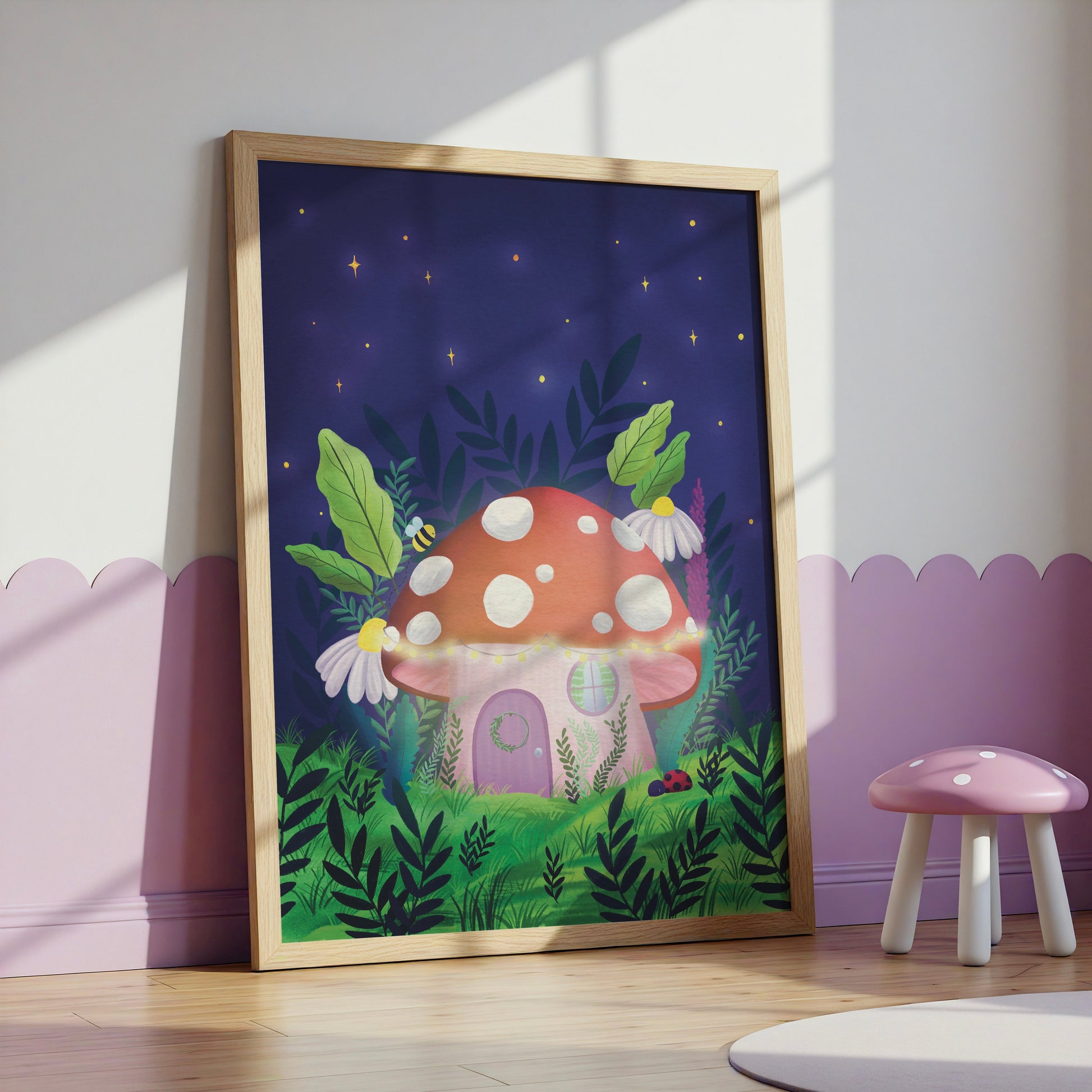 Whimsical Toadstool Art Print Fairycore Wall Art Multiple Sizes