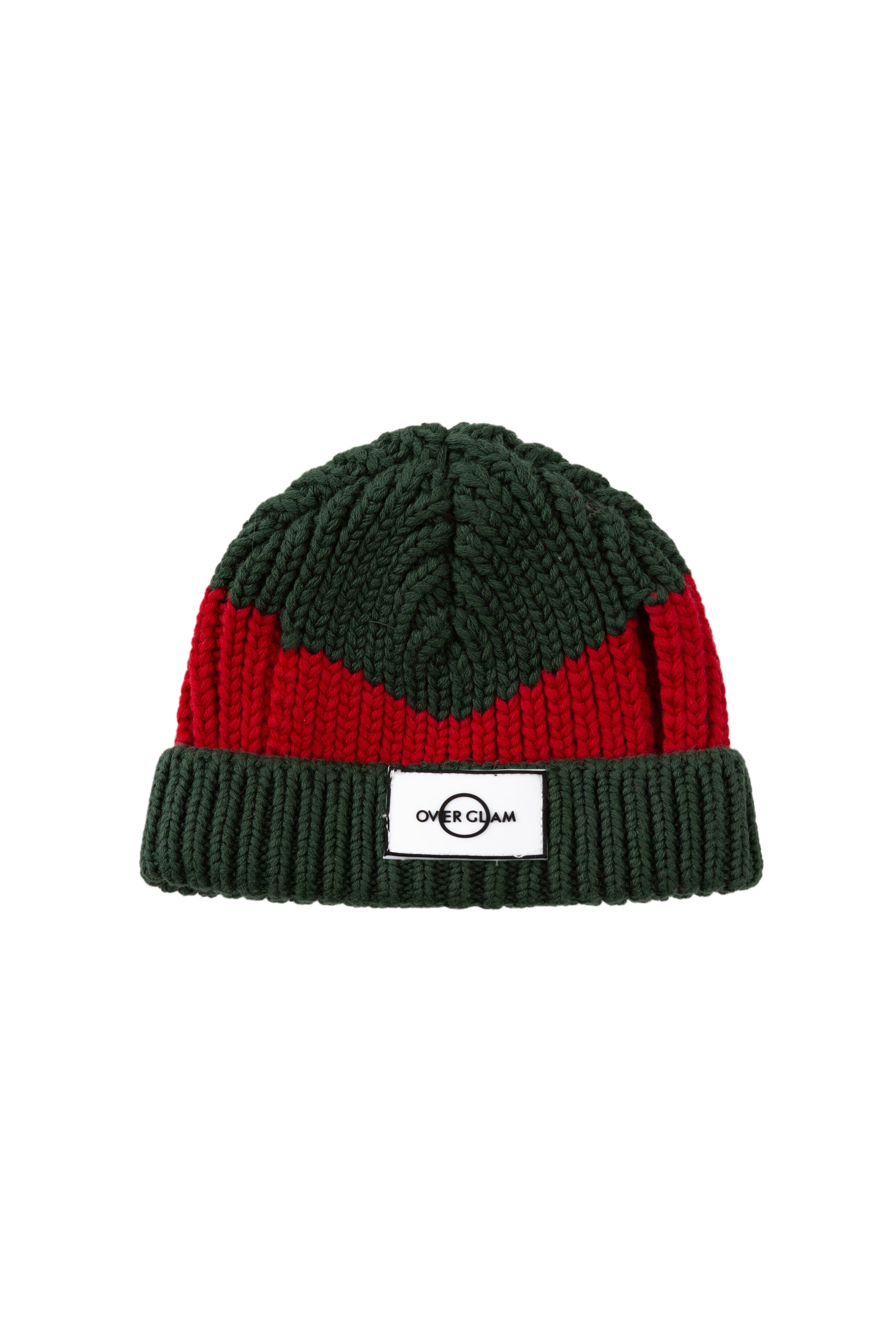 Contrast Woollen Hat for Pets in Green and Red
