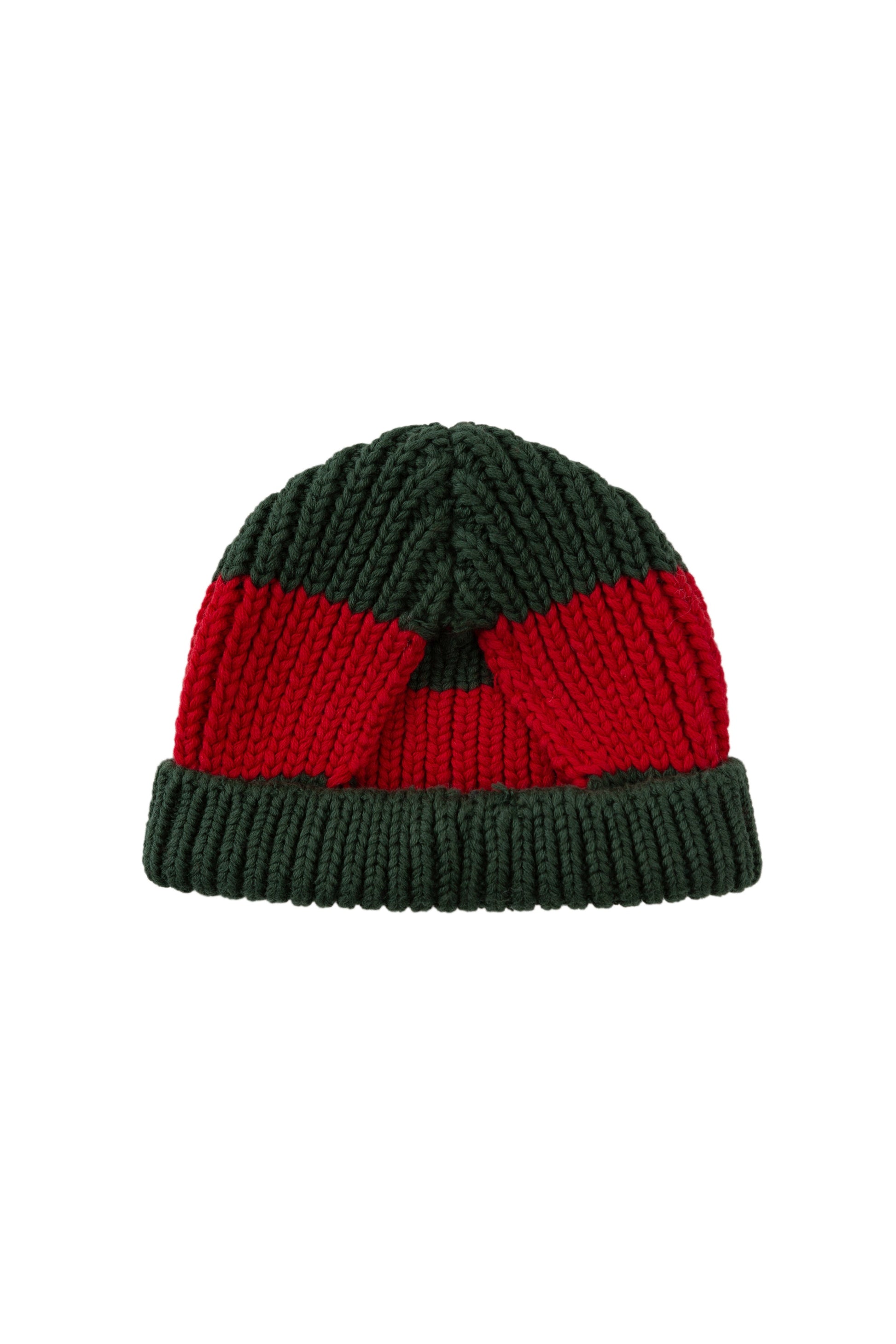 Contrast Woollen Hat for Pets in Green and Red