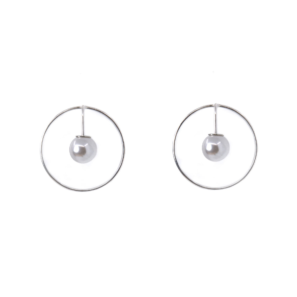 SPOT Earrings - Pearl & Silver 925 Minimalist Jewelry by Maarja Palu at www.brixbailey.com