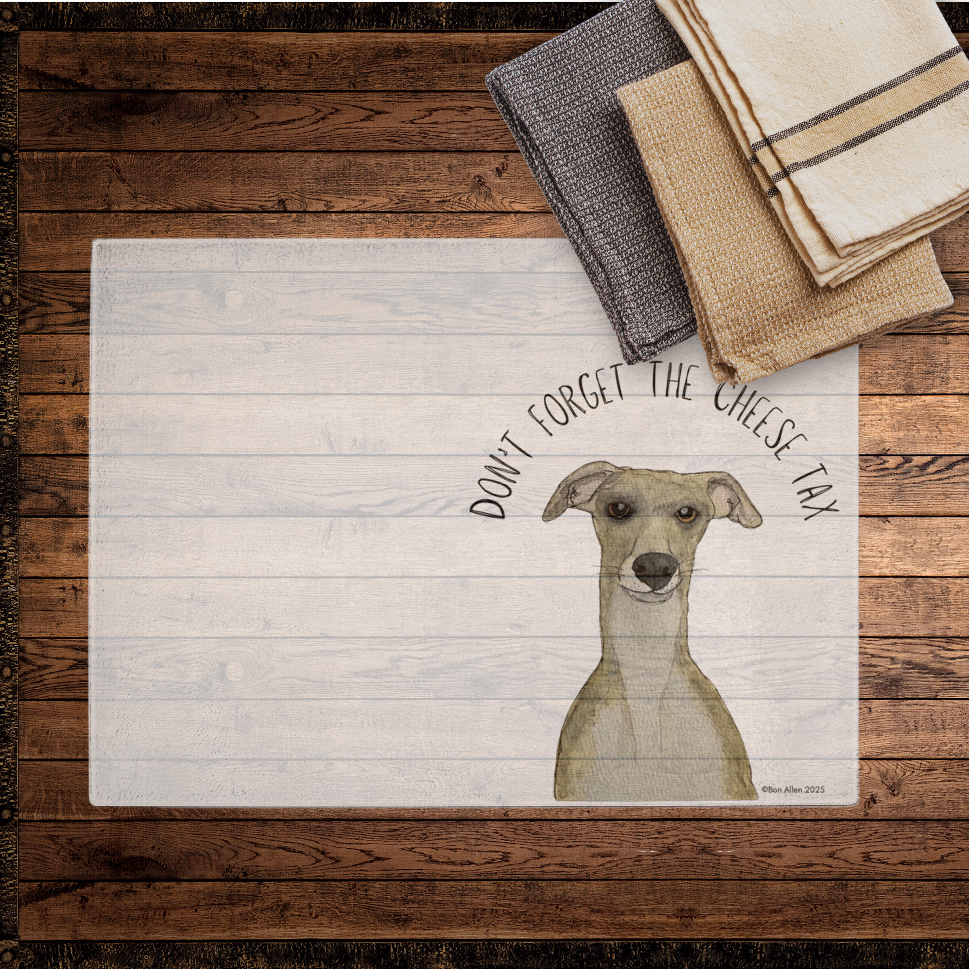 Whippet Cheese Tax Glass Chopping Board