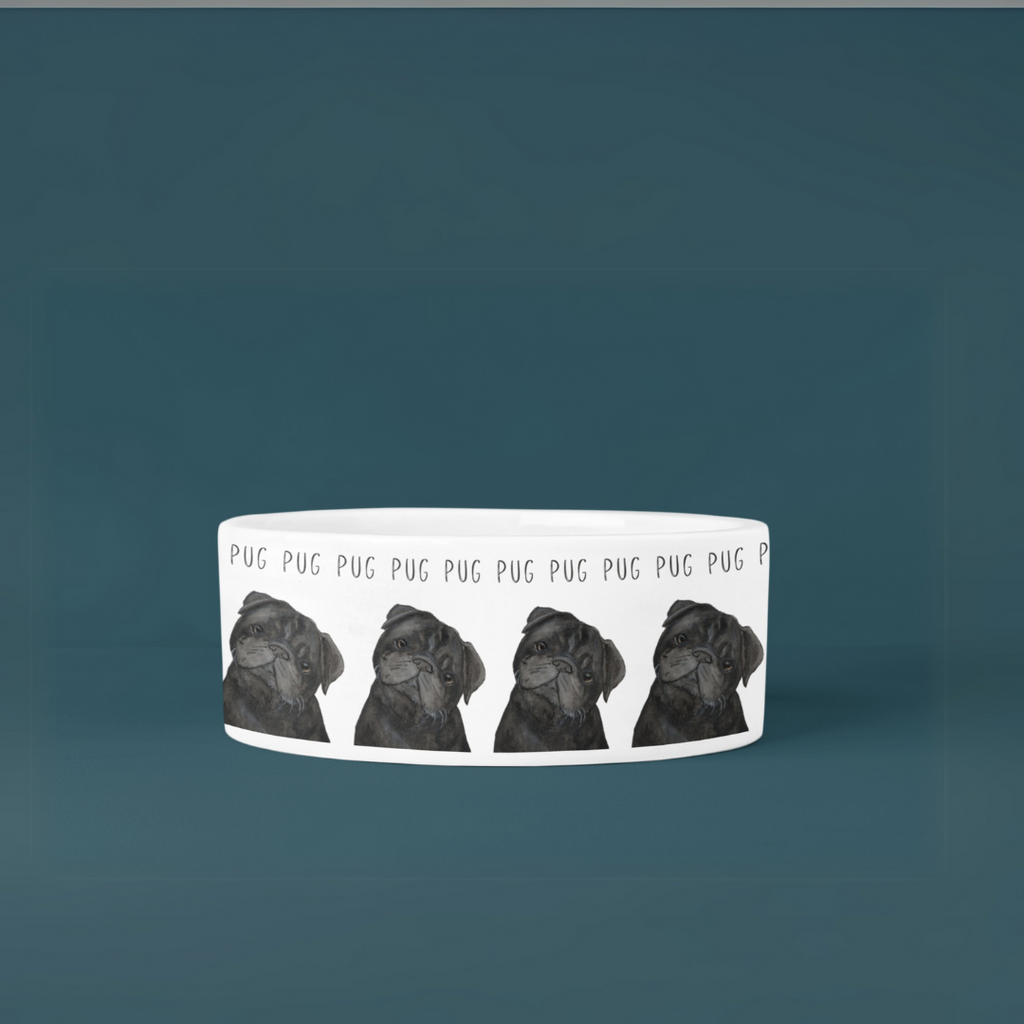 Black Ceramic Dog Bowl for Pugs